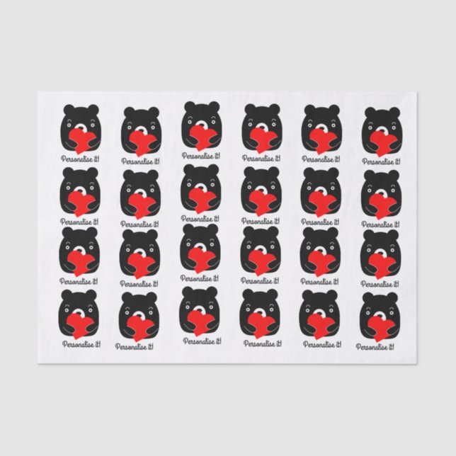 Black bear holding a heart tissue paper (Front)