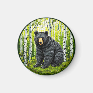 Black Bear in a Birch Forest Magnet