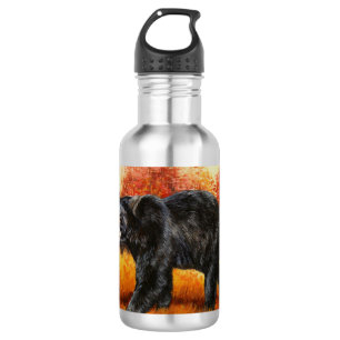 Black Bear in Autumn Forest 532 Ml Water Bottle
