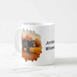 Black Bear in Autumn Forest Coffee Mug