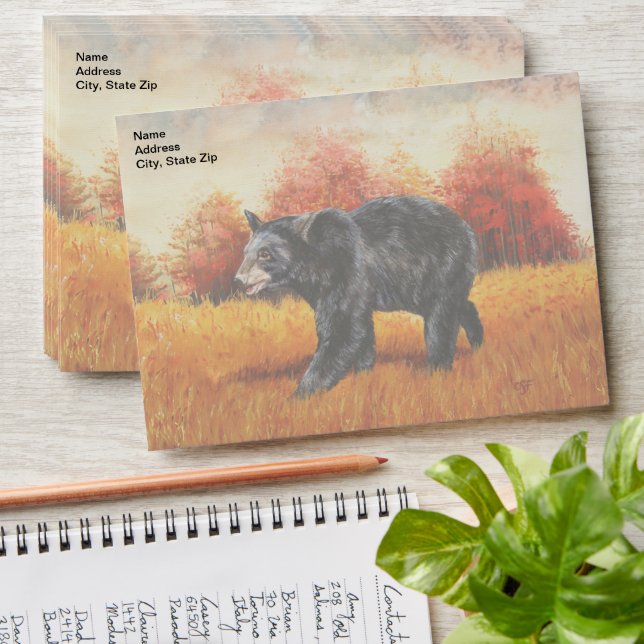 Black Bear in Autumn Forest Envelope (Stacked)