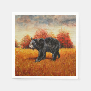 Black Bear in Autumn Forest Napkin