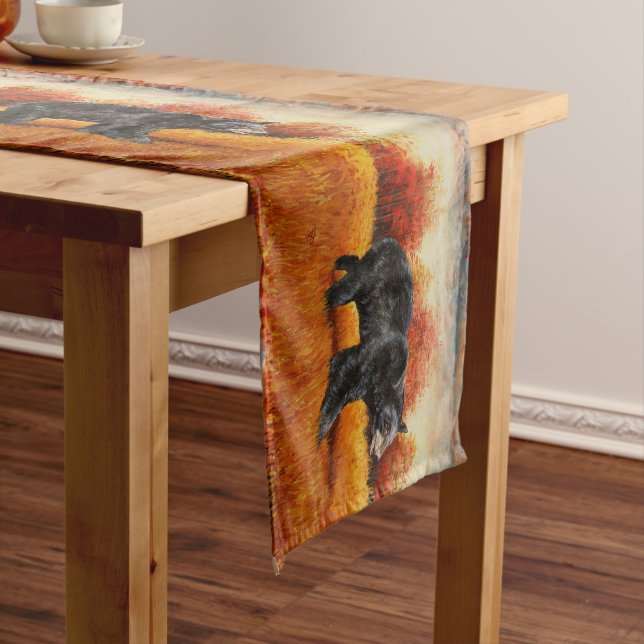 Black Bear in Autumn Forest Short Table Runner (In Situ)
