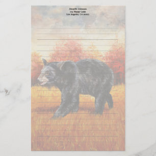Black Bear in Autumn Forest Stationery