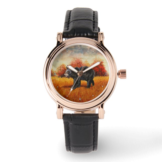 Black Bear in Autumn Forest Watch (Front)