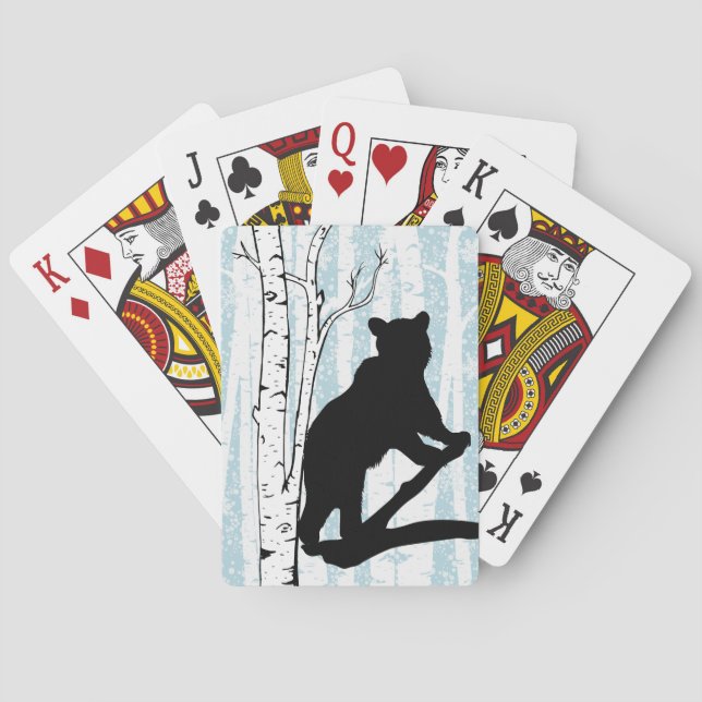 Black Bear in Birch Forest Playing Cards (Back)