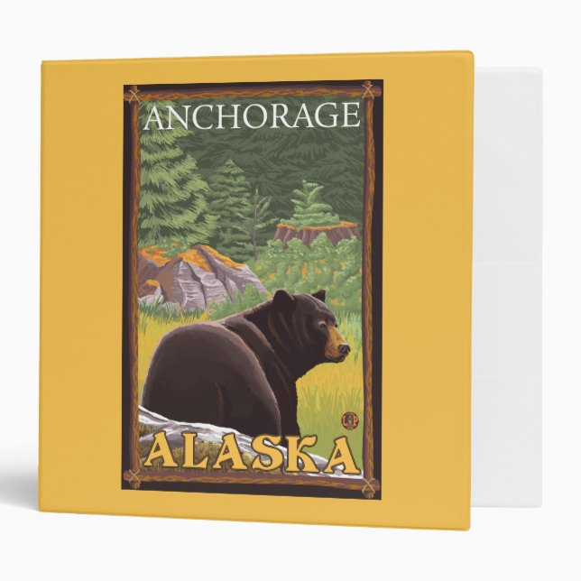 Black Bear in Forest - Anchorage, Alaska Binder (Front/Inside)