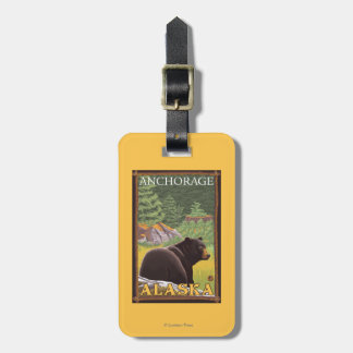 Black Bear in Forest - Anchorage, Alaska Luggage Tag
