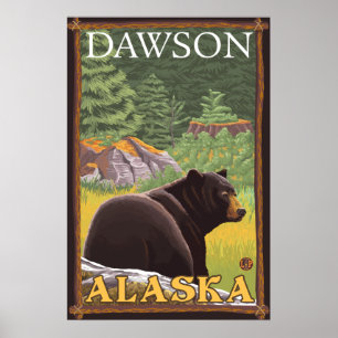 Black Bear in Forest - Dawson, Alaska Poster
