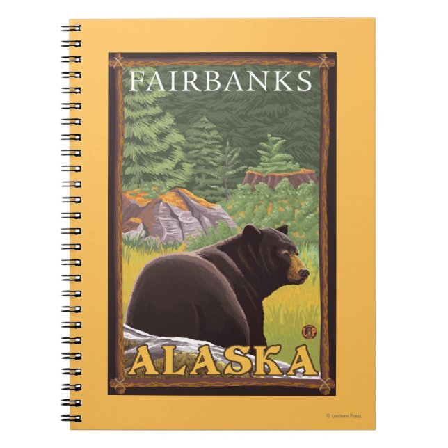 Black Bear in Forest - Fairbanks, Alaska Notebook (Front)