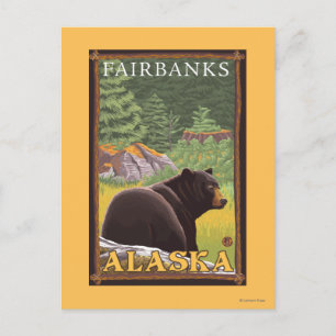 Black Bear in Forest - Fairbanks, Alaska Postcard