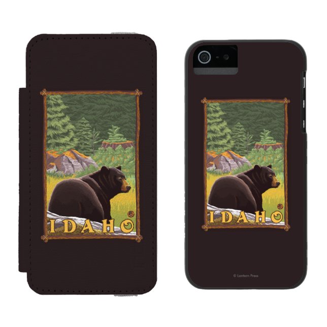 Black Bear in Forest - Idaho Incipio iPhone Wallet Case (Side by Side)