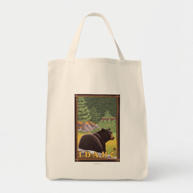 Black Bear in Forest - Idaho Tote Bag (Front)