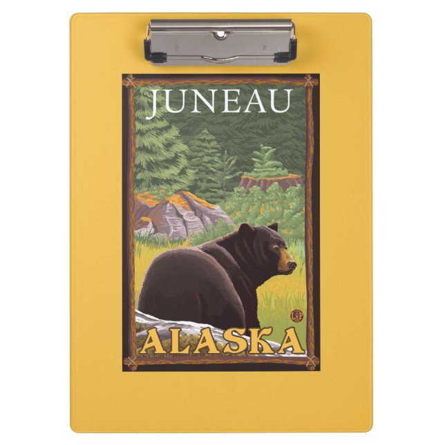 Black Bear in Forest - Juneau, Alaska Clipboard (Front)