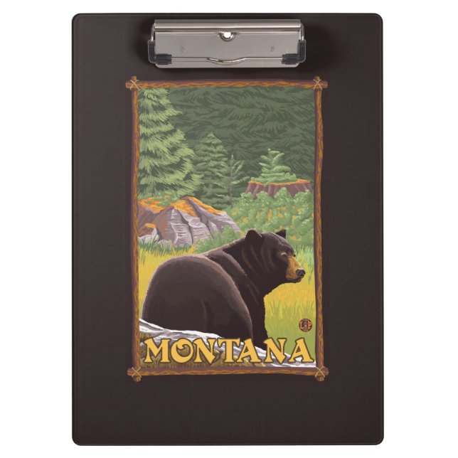 Black Bear in Forest - Montana Clipboard (Front)