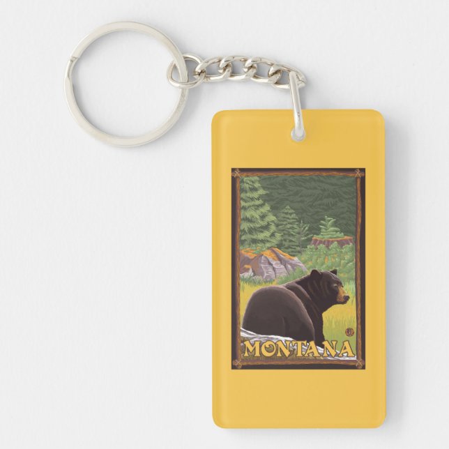 Black Bear in Forest - Montana Keychain (Front)