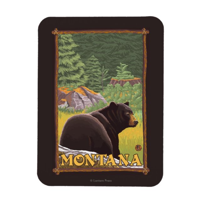 Black Bear in Forest - Montana Magnet (Vertical)