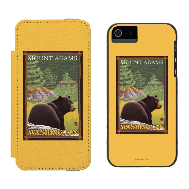 Black Bear in Forest - Mount Adams, Washington Incipio iPhone Wallet Case (Side by Side)