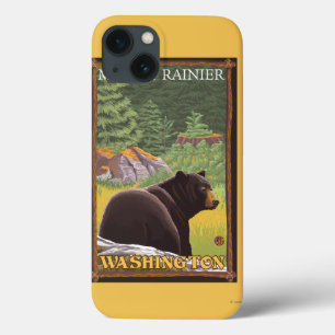 Black Bear in Forest - Mount Rainier, Washington iPhone 13 Case