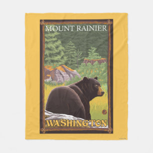Black Bear in Forest - Mount Rainier, Washington Fleece Blanket