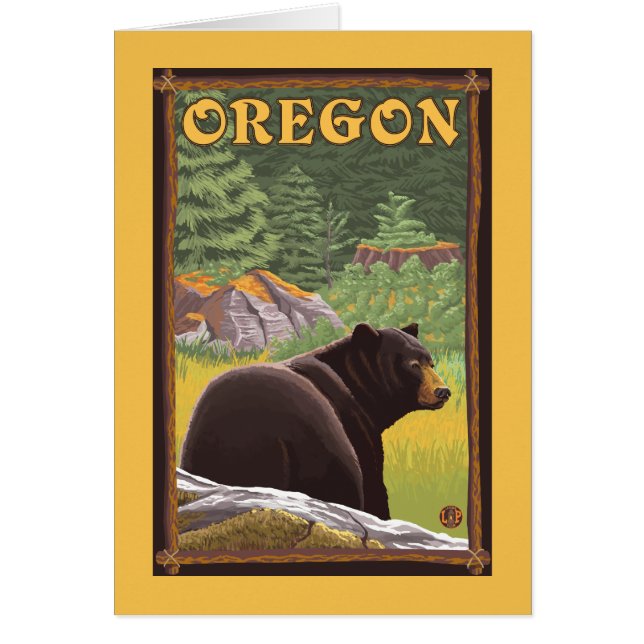 Black Bear in Forest Scene Vintage Travel (Front)