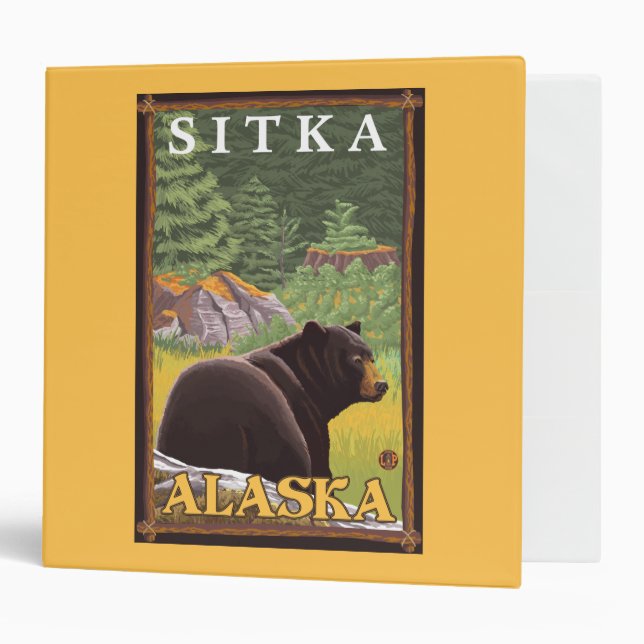 Black Bear in Forest - Sitka, Alaska Binder (Front/Inside)