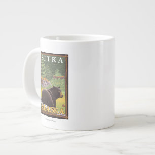 Black Bear in Forest - Sitka, Alaska Large Coffee Mug
