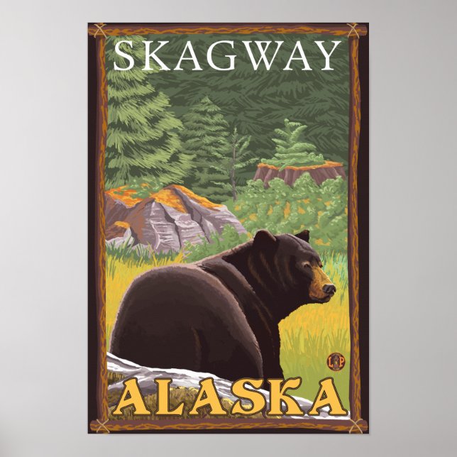 Black Bear in Forest - Skagway, Alaska Poster (Front)