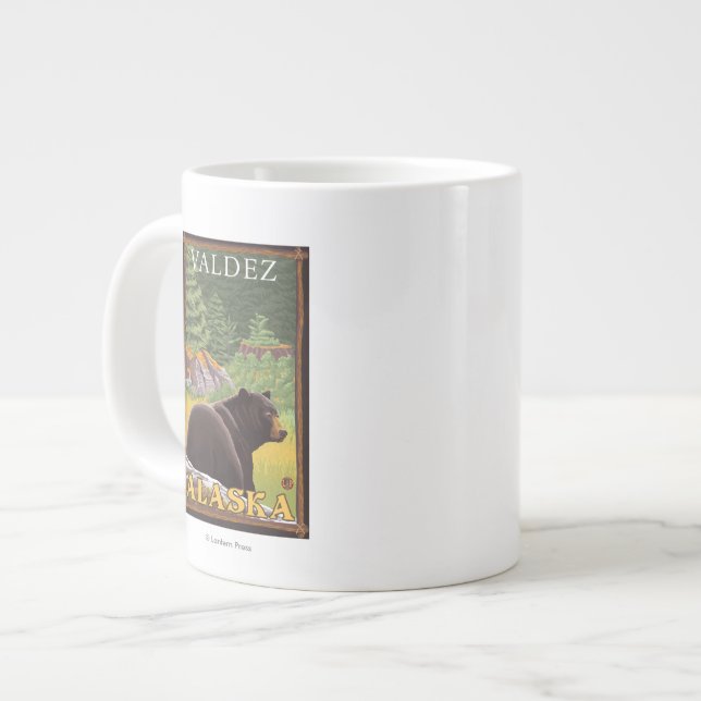 Black Bear in Forest - Valdez, Alaska Large Coffee Mug (Front Left)
