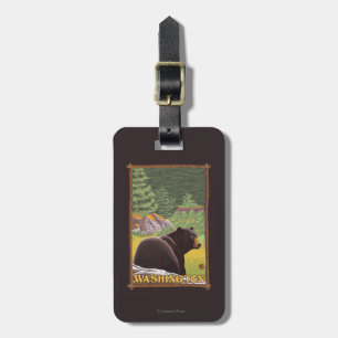 Black Bear in Forest - Washington Luggage Tag