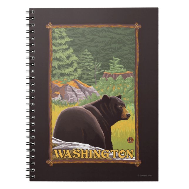 Black Bear in Forest - Washington Notebook (Front)
