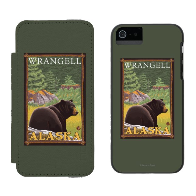 Black Bear in Forest - Wrangell, Alaska Incipio iPhone Wallet Case (Side by Side)