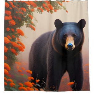 Black Bear in Orange flowers