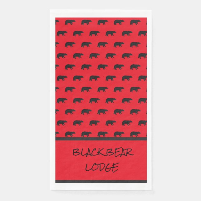 Black Bear Lodge Cabin Country Wild Paper Guest To Napkin (Front)