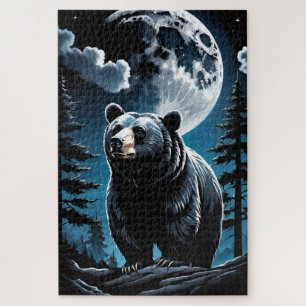 Black Bear Moon Jigsaw Puzzle