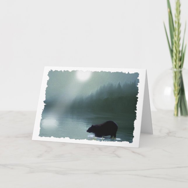 Black Bear & Moonlight Greeting Card (Front)