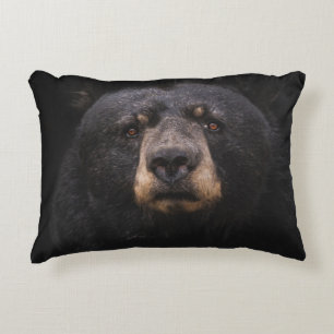 BLACK BEAR ON BROWN WOODEN TREE BRANCH ACCENT PILLOW
