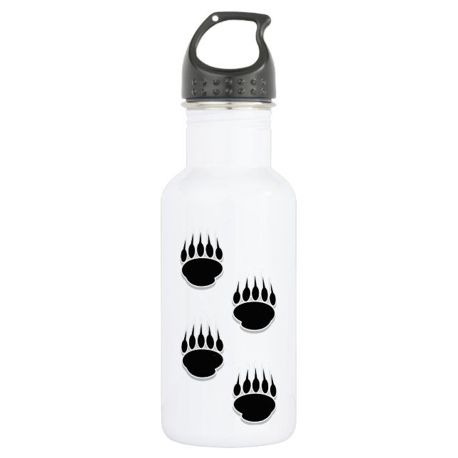Black Bear Paw Prints 532 Ml Water Bottle (Front)