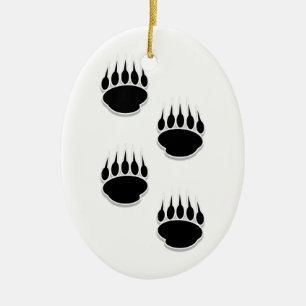 Black Bear Paw Prints Ceramic Ornament