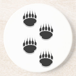 Black Bear Paw Prints Coaster