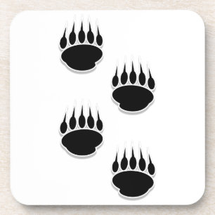 Black Bear Paw Prints Coaster