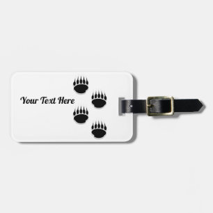 Black Bear Paw Prints Luggage Tag