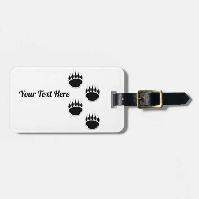 Black Bear Paw Prints Luggage Tag (Front Horizontal)