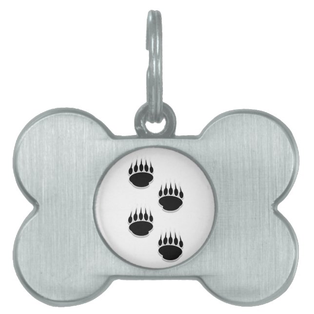 Black Bear Paw Prints Pet Tag (Front)