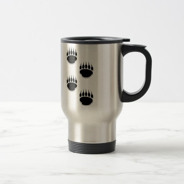 Black Bear Paw Prints Travel Mug (Right)