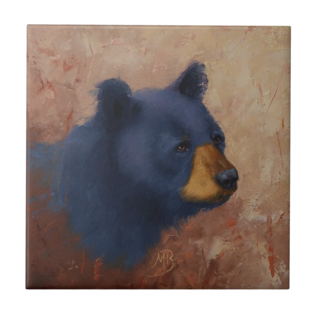 Black Bear Portrait Ceramic Tile (Front)