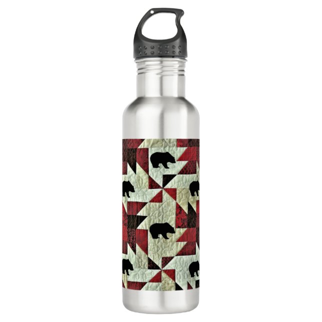 Black Bear Quilt 710 Ml Water Bottle (Front)