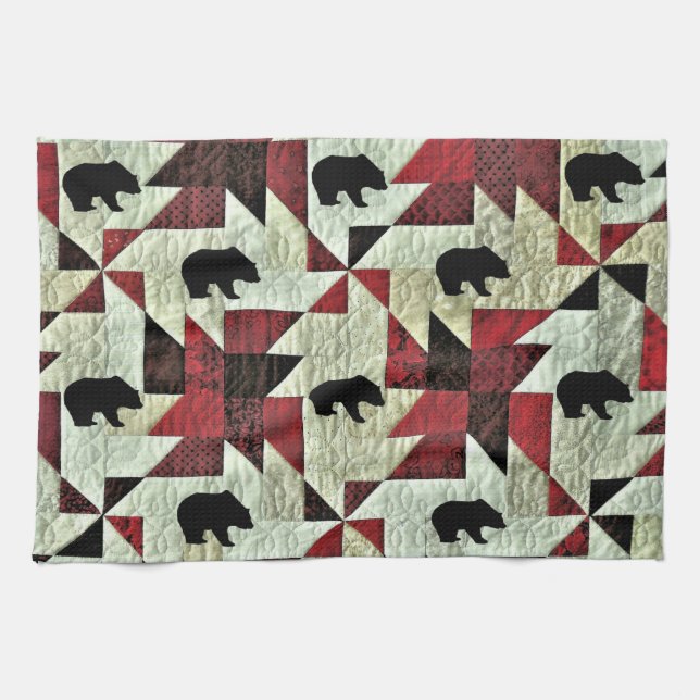 Black Bear Quilt Kitchen Towel (Horizontal)