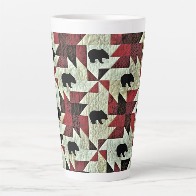 Black Bear Quilt Latte Mug (Front)