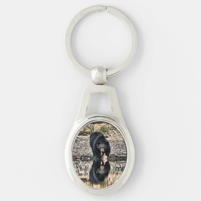 Black Bear Reflections Keychain (Front)